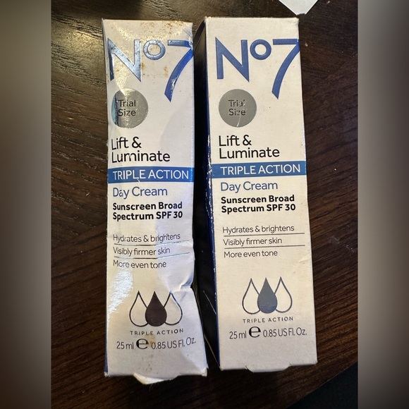 NWT No7 Lift & Luminate Triple Action Fragrance Free Day Cream SPF 30 Pair Of 2